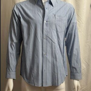 Cherokee Men's Light Blue Striped Button Down Shirt